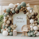 93pcs Dusty Green & Neutral Balloon Garland Kit for Baby Shower and Wild One Party
