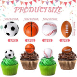 32 Pcs Mini Foam Balls Sports Cupcake Toppers 1.6 Inch Basketball Soccer Stress Ball Small Football Baseball Cake Topper Sports Party Favors For Birthday Party Supplies Decoration(Mixed Balls)