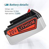 7Ah 20V Replacement Battery and Charger for Black and Decker Cordless Tools