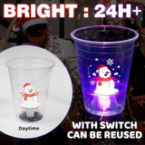 25pcs Glow Christmas Cups with Stickers for Holiday Parties 16oz