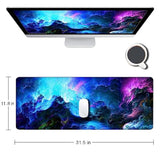 Gaming Mouse Pad, Large Nonslip Rubber Base Mousepad, Keyboard Mouse Mat, Desk Pad With Stitched Edges, 31.5X11.8Inch, Dazzling Galaxy