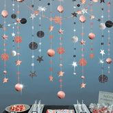 Black Rose Gold Star Garland Decorations Twinkle Little Star Birthday Baby Shower Graduation Party Decor Bridal Shower Bachorette Banner Stars Starry Night Planet Celestial Theme Backdrop