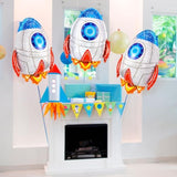 6 Pack Blue Rocket Foil Balloons Kids Baby Shower Space Theme Birthday Party Decor