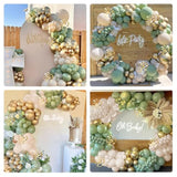 147Pcs Sage Green Balloon Arch Kit, Sage Green Gold Sand White Balloons For Wedding Engagement Anniversary Bridal Shower Baby Shower Birthday Party Decorations