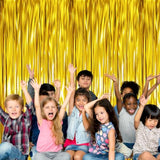 3.2x9.8ft Gold Metallic Tinsel Fringe Curtains 2 Pack Party Backdrop