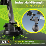 Phone Mount For Truck Phone Holder For Truck - Heavy Duty Super Suction Cup, Mobile Device Holder Dashboard Window 16.9 Inch Long Arm & Stable, Iphone & Samsung Compatible, Semi Trucker, Black