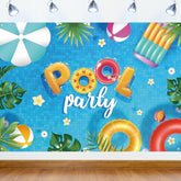 Summer Banner Pool Party Decorations, Hanging Beach Themed Backdrop With Rope (7244 Inches)