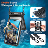 Double Space Waterproof Phone Pouch, 2 Pack Waterproof Phone Case With Lanyard For Iphone 16 15 14 Pro Max Up To 8.5’’, Cellphone Dry Bag For Beach Vacation Travel Cruise Essentials