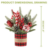 Small Winter Buffalo Check Plaid Christmas Tree, Artificial Mini Tabletop Christmas Tree Decorations With Xmas Ornaments, For Home Party Thankgivings Decor, Red/Black-Indoor