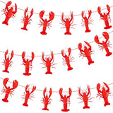 Crawfish Banners 2Pcs Crawfish Boil Party Decorations Pre-Strung Red Lobster Cutout Banner For Seafood Boil Lobster Shrimp Birthday Baby Shower Decor Supplies