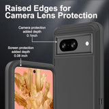 For Google Pixel 8 Case, Military Grade 3 In 1 Heavy Duty Shockproof/Drop Proof/Dust Proof Case With 2Pcs Tempered Glass Screen Protector (Black/Black)