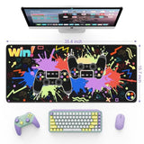 Computer Desk Mat, Desk Protector Mat With Stitched Edges, Non-Slip Keyboard And Mouse Pad, 35.4" X 15.7" Black Mouse Pad For Gamer, Water Resistant Gaming Accessories(Double Controller)