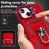 iPhone 15 Case with HD Screen Protector & Slide Camera Cover & Rotated Ring Kickstand, Military-Grade Phone Case for iPhone 15, Red