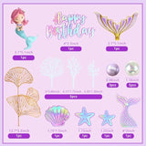 Mermaid Cake Toppers With 3D Mermaid Shell Starfish Fishtail Balls For Kids Girls Birthday Party Baby Shower Supplies (Style1)