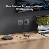 Ethernet Splitter 1 To 2, 1000 Mbps High Speed Dual-Port Internet Splitter, Compatible W/ Cat8/7/6/5E/5, Usb-C & Ethernet Cables Included, Aluminum Case, Plug And Play For Routers & More Eh210