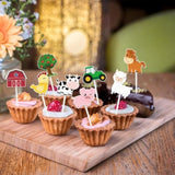 36 Pcs Farm Cupcake Toppers - Farm Animal Birthday Decorations Animal Cake Toppers Picks Barnyard Party Decorations For Kids Baby Shower Birthday Tractor Theme Party Supplies