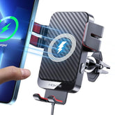 Wireless Car Charger, 15W Fast Charging Auto-Clamping Phone Mount Air Vent Cell Phone Holder Compatible Iphone 15/14/13/13 Pro/12 Pro/12/11/X/8, Samsung Galaxy S23/S22/S21/S20, Etc Red