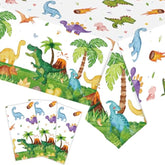 3-Piece 54 X 108 Inch Dinosaur Theme Plastic Tablecloth - Disposable Rectangle Table Cover For Dining, Picnic, Birthday, Baby Shower, Dino Party, Festive Themed Indoor Outdoor Decorations