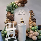 60pcs Sage Green & Brown Safari Balloon Kit for Woodland Baby Shower and Party Decor