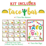 Taco Bar Decoration Kit - Banner Sign Tents Garland For Fiesta Mexican Cinco De Mayo Themed Party Bachelorette Bridal Shower, Housewarming
