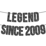 Pre-Strung Legend Since 2009 Banner For 16Th Birthday Party Decoration,Happy 16Th Men Women Birthday Party Banner,Handmade - Black