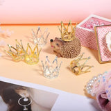 16Pcs Mini Crown Cake Topper Crown Tiara Cake Topper Baby Princess Tiara Crown Rhinestone Crown Cake Decorations For Baby Shower Princess Themed Birthday Wedding Party(Gold)