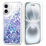 For Iphone 16 Case, Iphone 16 Case With Screen Protector Glitter Bling Sparkle For Women Girls Liquid Clear Case For Iphone 16 6.1β Blue Purple