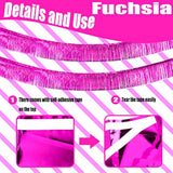 6 Pack 10 Feet Pink Metallic Foil Fringe Garland Rectangular Banner For Parade Floats, Thanksgiving, Christmas, Birthday, Halloween Party Decorations