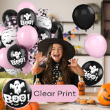 60pcs Halloween Balloons 12 Inch Pink Black Confetti Bat Ghost BOO Printed Party Decorations