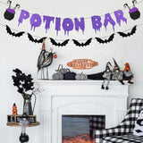 Glitter Potion Halloween Banner Black Purple Witches Haunted House Garland Decor