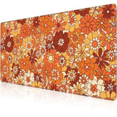Mouse Pad, Large Retro Boho Hippie Flower Desk Mat, Extended Non-Slip Gaming Keyboard Mousepad Desk Pad, Thick Stitched Edges Waterproof Mouse Mat 31.5"X15.7" (Vintage Groovy Floral)