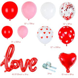 Valentines Day Balloon Garland Arch Kit, Red Pink White Balloons With