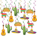 20-Pack Mexican Fiesta Hanging Swirls Colorful Taco Party & Cinco de Mayo Decorations