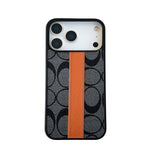 Case for iPhone 17 Pro Max, Orange Leather Stripe Design, Anti-Scratch Full Protective Cover Compatible with iPhone 17 Pro Max 6.9Inch(Black)