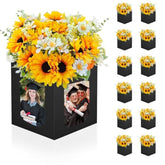12Pcs Graduation Table Centerpieces Box 6/7 Inch Picture Display Reusable Photo Props Box Frame For Congrats Grad Wedding Decor Flower Arrangements, Black