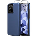 HMD Vibe N159V Phone Case with Tempered Glass Dual Layer Shockproof Blue