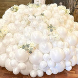 Pearl White Balloons Different Sizes, Double Stuffed Pearl White Balloon Arch, Pearls White Balloon Garland,18 12 10 5 Inch White Balloons For Boho Party, Baby Shower,Birthday,Weddings(Pearl White01)