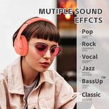 Bluetooth Headphones Over Ear, 65H Playtime And 6 Eq Music Modes Wireless Headset With Microphone,Hifi Stereo Foldable Lightweight, Deep Bass For Home Office Outdoors Etc(Orange Red)