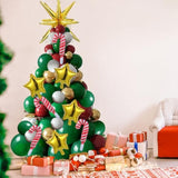 2 Christmas Tree Balloon Stand Kits with Candy Foil Balloons and Gold Star Decor