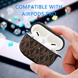 For Airpods Pro Case Cover, Full-Body Protective Hard Shell Leather Airpods Pro Protective Cover With Keychain For Airpods Pro Wireless Charging Case, Front Led Visible