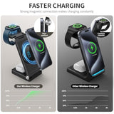 2025 Traveling Wireless Mag-Safe Fast Charging Station,Magnetic 3 In 1 Charger With Light For Iphone 16 15 14 13 12 Pro Max Plus,Apple Watch Series & Air Pods 4 3 2 Pro-Gifts For Wife & Husband