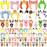 200 Pcs Zoo Animal Inflatable Headbands Inflatable Wrist Balloons Cartoon Hand Head Wearing Balloons With Pump For Birthday Party Favors Carnival Decorations (Animal)