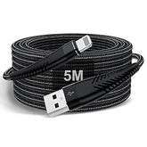 Extra Long Iphone Charger Cable 16Ft/5M, Apple Mfi Certified Lightning Cable 15Ft, Fast Charging Nylon Braided Charging Cord For Apple Iphone 14 Pro Max/14/13Pro/12 Mini/11/X/Xs/Xr/8 Plus/7/6/5/Ipad