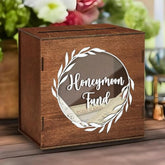 Honeymoon Fund Box For Wedding - Rustic Wooden Card Box, Honey Moon Funds Box, Elegant Wedding Card Box For Reception, Birthdays, Graduations, Baby And Bridal Showers