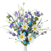 10 Pcs Easter Table Decorations Rustic Spring Table Centerpiece 17 Inches Blue Easter Flowers With Egg Picks For Vase Party Flower Arrangement Home Indoors Decor