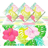Luau Plastic Tablecloths - 54 X 108 In, Multicolor, Pack Of 3 - Tropical Hibiscus Covers For Hawaiian Party Decorations & Luau Party Tablecloths