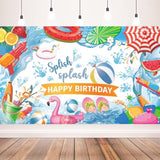 Summer Pool Party Banner Splish Splash Happy Birthday 71x43 Inches