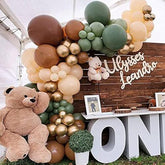 Sage Green Balloon Arch Kit: 135-Piece Woodland Bear Baby Shower Decor