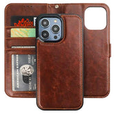 Detachable Wallet Case For Iphone 14 Pro Max Rfid Blocking Card Slots Holder Premium Pu Leather Magnetic Kickstand Shockproof Wrist Strap Removable Flip Protective Cover 5G 6.7 Inch (Brown)