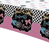 Burnouts Or Bows Gender Reveal Decorations Tablecloth, 3 Pack Disposable Boy Or Girl Gender Reveal Party Tablecover Supplies For Race Car Vs Bows Baby Shower, 86In X 55In